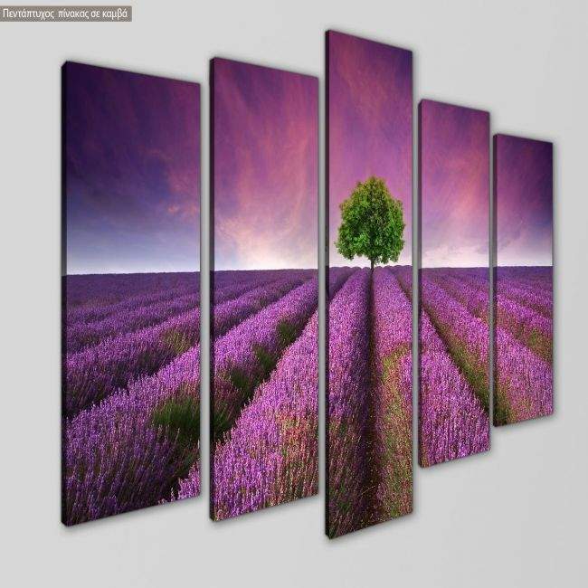 Canvas print Stunning lavender field five panels