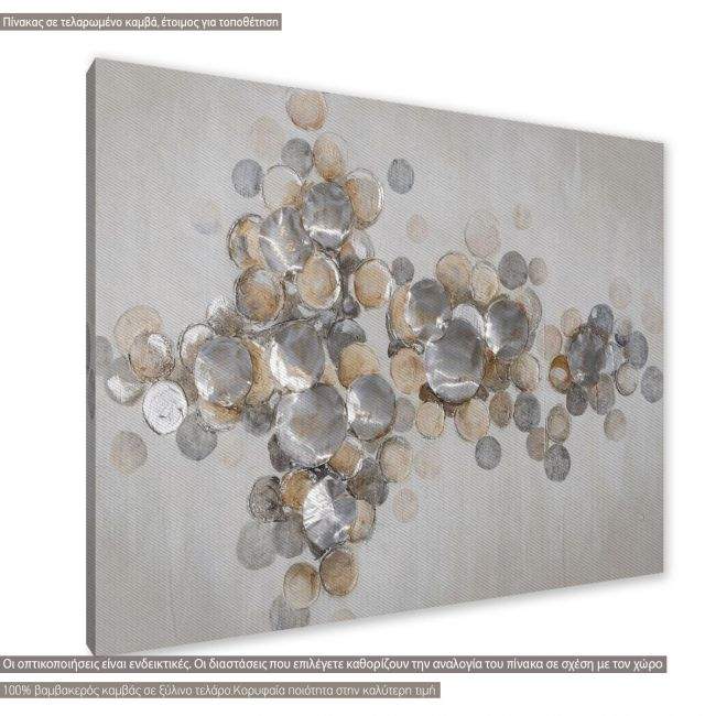 Πίνακας σε καμβά Mixed media with metal discs, κοντινό