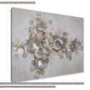 Πίνακας σε καμβά Mixed media with metal discs, κοντινό