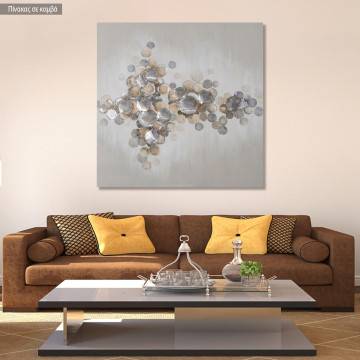 Canvas print Mixed media with metal discs, square