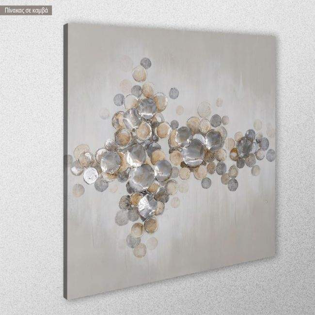 Canvas print Mixed media with metal discs, square