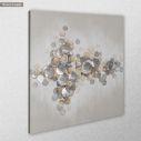 Πίνακας σε καμβά Mixed media with metal discs, τετράγωνος, κοντινό