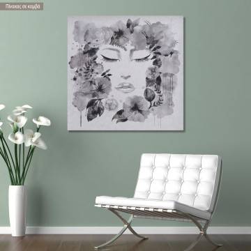 Canvas print Surrealistic face in watercolor, rectangle
