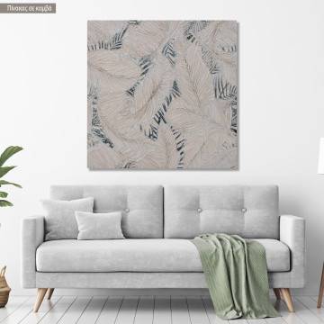 Πίνακας σε καμβά Impasto white leaves