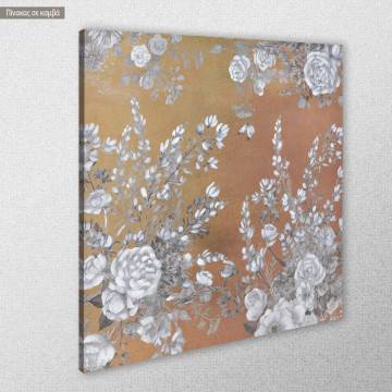 Canvas print Gray roses and leaves 2