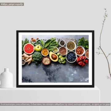 Nuts and vegetables, κάδρο, μαύρη κορνίζα