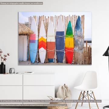 Πίνακας σε καμβά Colorful surfboards 