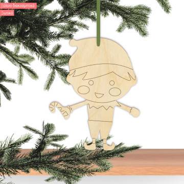 Wooden Xmas decoration , elf
