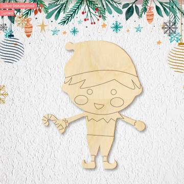 Wooden Xmas decoration , elf 2