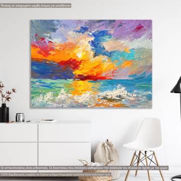 Canvas print, Impasto sunrise, over the sea