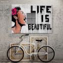 Πίνακας σε καμβά Billie holiday life is beautiful, Banksy