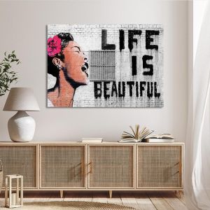 Canvas print Billie holiday life is beautiful Banksy Framed canvas View 1 2
