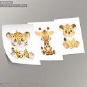 Savanna animals watercolor, poster 3 panels