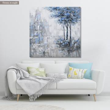 Canvas print Trees in blue hue square