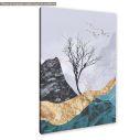 Canvas print Lone tree with flying birds I, vertical