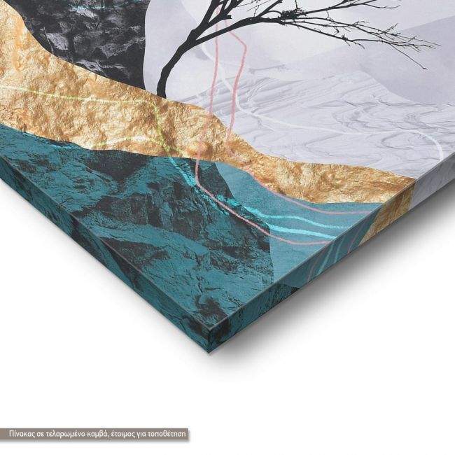 Canvas print Lone tree with flying birds I, vertical