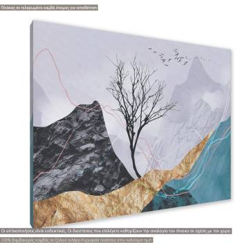 Πίνακας σε καμβά Lone tree with flying birds I Καμβάς τελαρωμένος Όψη 1 2