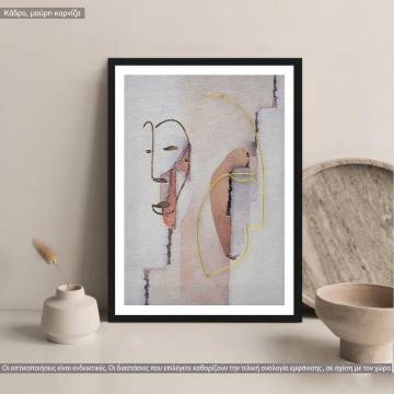 Mixed media faces II, κάδρο, μαύρη κορνίζα