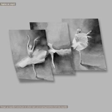 Impression of a ballerina, κάδρο, μαύρη κορνίζα τρίπτυχο 2