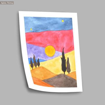 Simple landscape painting I, κάδρο, μαύρη κορνίζα 2