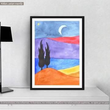 Simple landscape painting III, κάδρο, μαύρη κορνίζα