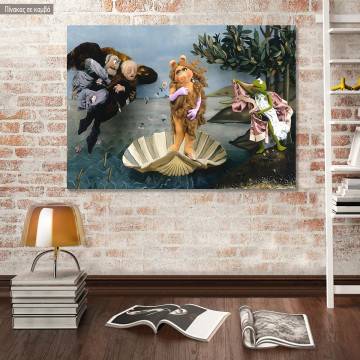 Canvas print The birth of a Muppet (based on The birth of Venus, Botticelli), canvas print