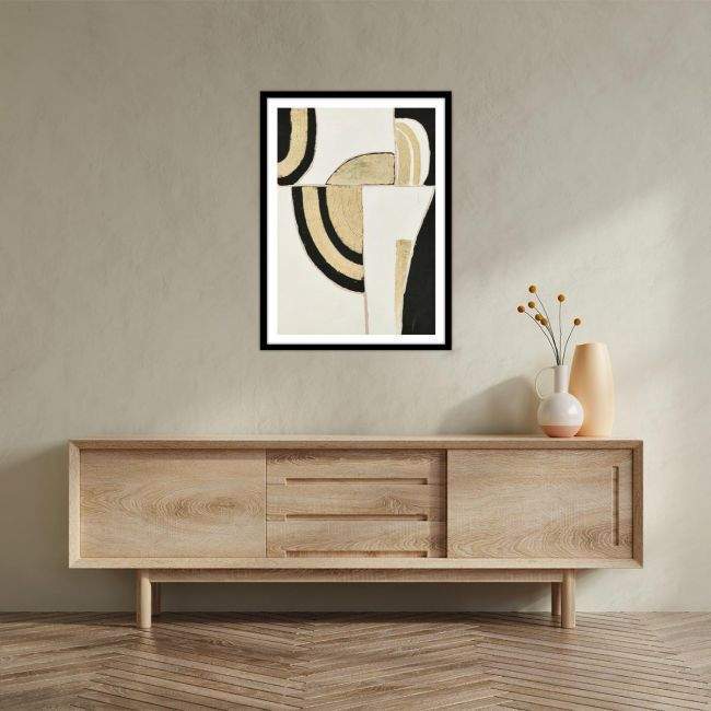 Canvas print Gold curves, black shadow
