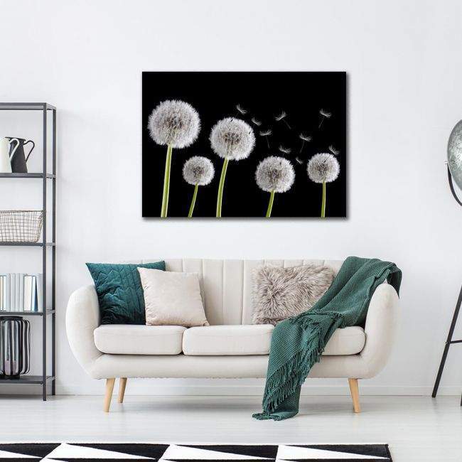 Canvas print,Dandelions bw