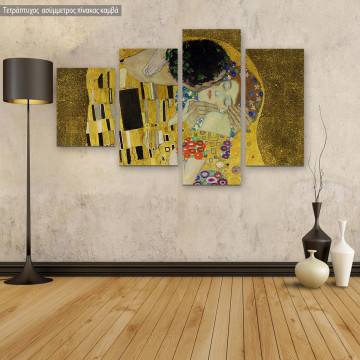 Canvas printThe kiss detail, Klimt G, four panels asymmetric