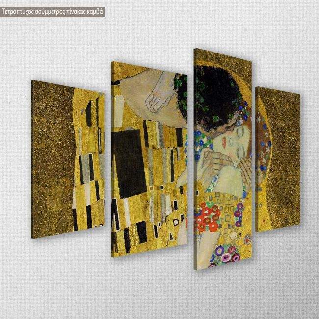 Canvas printThe kiss detail, Klimt G, four panels asymmetric
