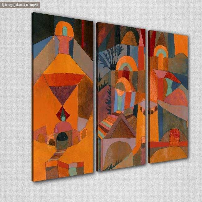 Πίνακας σε καμβά Temple gardens, Paul Klee, τρίπτυχος, κοντινό