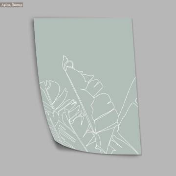 White line leaves on green, poster 2