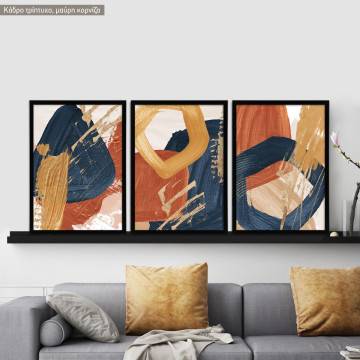 Geometrical shapes in pink palette, three panels poster