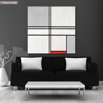 Πίνακας ζωγραφικής Composition gray-red, Mondrian P