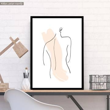 Female abstract line figure back, poster