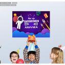 Birthday banner, space, self adhesive personalized horizontal
