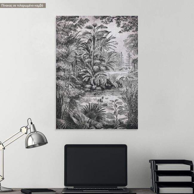 Canvas print, Jungle Landscape in gravure