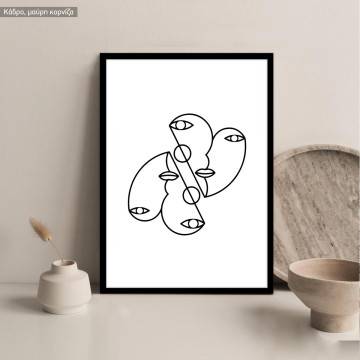 Twin hearts Line art, poster