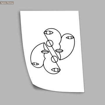 Twin hearts Line art, κάδρο, μαύρη κορνίζα 2