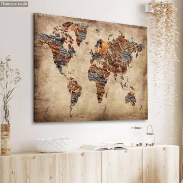 Canvas print Wooden world map Framed canvas View 1 2
