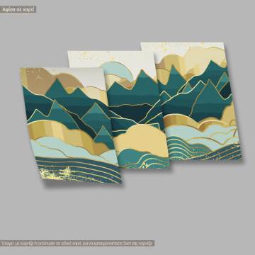 Vector scenery with gold lines, κάδρο, μαύρη κορνίζα τρίπτυχο 2