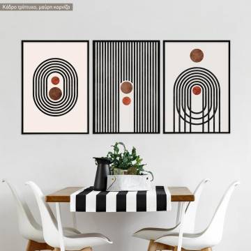 Parabolic, elliptical and line course, three panels poster