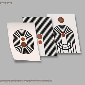 Parabolic, elliptical and line course, three panels poster 2
