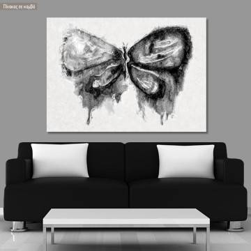 Πίνακας σε καμβά Watercolor grayscale butterfly