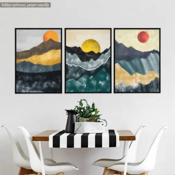 Landscape with chalk effect, three panels poster