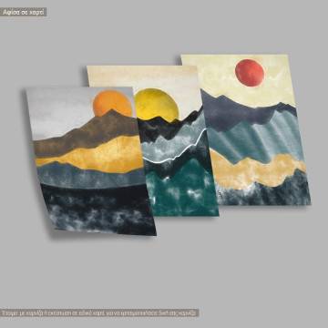 Landscape with chalk effect, three panels poster 2
