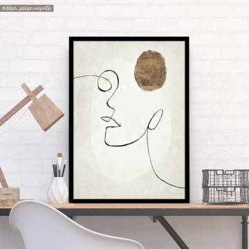 Abstract face Line art, poster