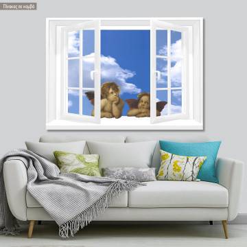 Canvas print Angels by the window reart, (original Raphael)