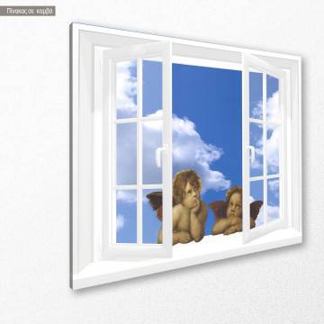 Canvas print Angels by the window reart, (original Raphael) 2