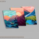 Mountains landscape vector, three panels poster